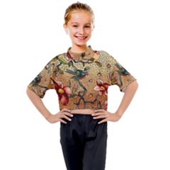 Flower Cubism Mosaic Vintage Kids Mock Neck Tee