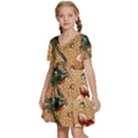 Flower Cubism Mosaic Vintage Kids  Short Sleeve Tiered Mini Dress View2