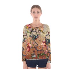 Flower Cubism Mosaic Vintage Women s Long Sleeve Tee