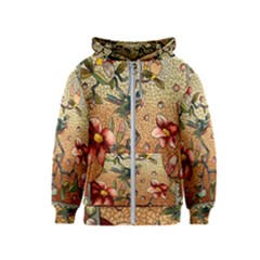 Flower Cubism Mosaic Vintage Kids  Zipper Hoodie