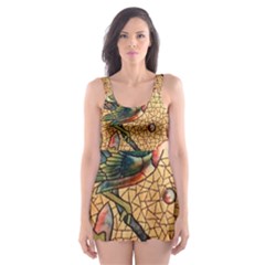 Flower Cubism Mosaic Vintage Skater Dress Swimsuit