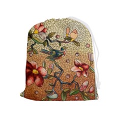 Flower Cubism Mosaic Vintage Drawstring Pouch (xl)