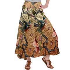 Flower Cubism Mosaic Vintage Satin Palazzo Pants