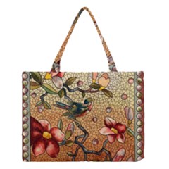 Flower Cubism Mosaic Vintage Medium Tote Bag