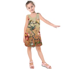 Flower Cubism Mosaic Vintage Kids  Sleeveless Dress