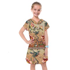 Flower Cubism Mosaic Vintage Kids  Drop Waist Dress