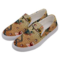 Flower Cubism Mosaic Vintage Men s Canvas Slip Ons