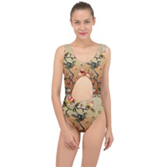 Flower Cubism Mosaic Vintage Center Cut Out Swimsuit by Jancukart