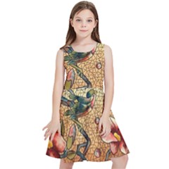 Flower Cubism Mosaic Vintage Kids  Skater Dress