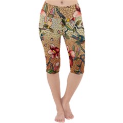 Flower Cubism Mosaic Vintage Lightweight Velour Cropped Yoga Leggings