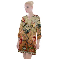 Flower Cubism Mosaic Vintage Open Neck Shift Dress by Jancukart