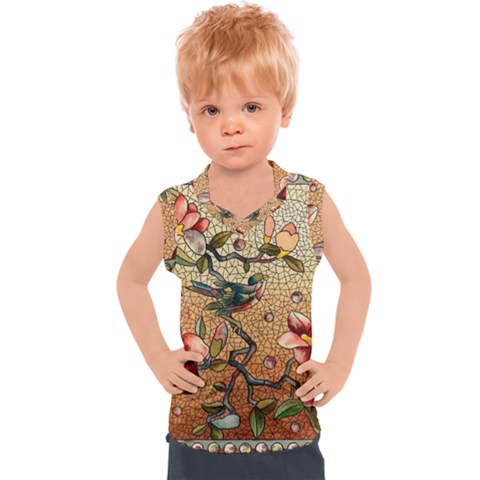 Flower Cubism Mosaic Vintage Kids  Sport Tank Top by Jancukart