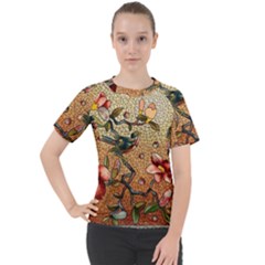 Flower Cubism Mosaic Vintage Women s Sport Raglan Tee