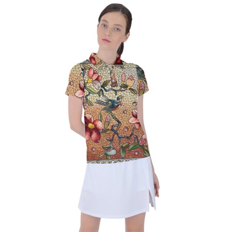 Flower Cubism Mosaic Vintage Women s Polo Tee by Jancukart