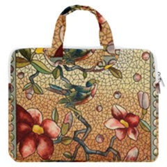 Flower Cubism Mosaic Vintage Macbook Pro 16  Double Pocket Laptop Bag  by Jancukart