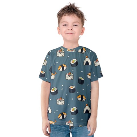 Sushi Pattern Kids  Cotton Tee by Jancukart