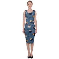 Sushi Pattern Sleeveless Pencil Dress