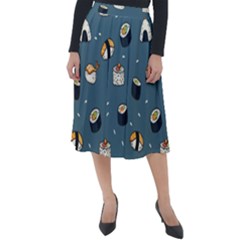 Sushi Pattern Classic Velour Midi Skirt 