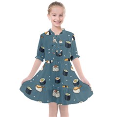 Sushi Pattern Kids  All Frills Chiffon Dress