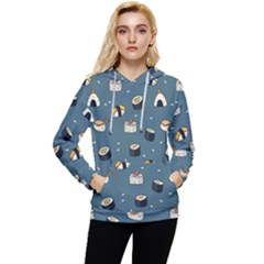 Sushi Pattern Women s Lightweight Drawstring Hoodie