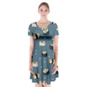 Sushi Pattern Short Sleeve V-neck Flare Dress View1