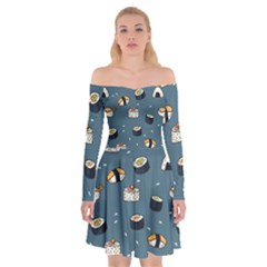 Sushi Pattern Off Shoulder Skater Dress