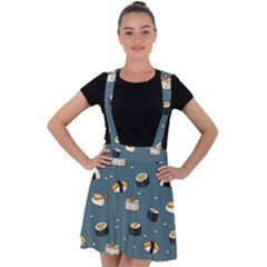 Sushi Pattern Velvet Suspender Skater Skirt