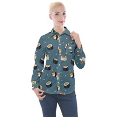 Sushi Pattern Women s Long Sleeve Pocket Shirt