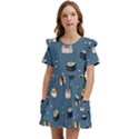 Sushi Pattern Kids  Frilly Sleeves Pocket Dress View1