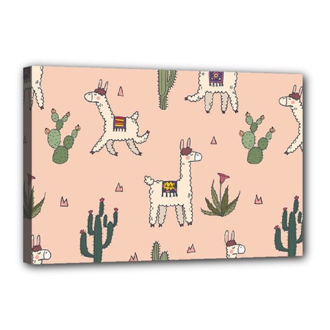 Llamas Pattern Canvas 18  X 12  (stretched)