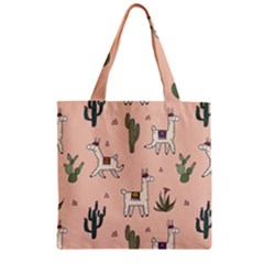 Llamas Pattern Zipper Grocery Tote Bag by Jancukart