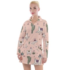 Llamas Pattern Women s Long Sleeve Casual Dress by Jancukart