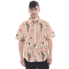 Llamas Pattern Men s Short Sleeve Shirt