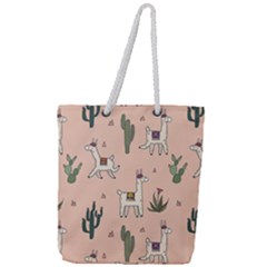 Llamas Pattern Full Print Rope Handle Tote (large) by Jancukart