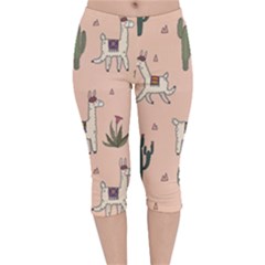 Llamas Pattern Velvet Capri Leggings 