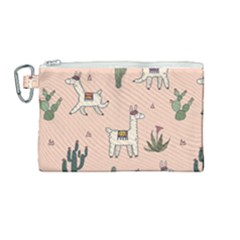 Llamas Pattern Canvas Cosmetic Bag (medium) by Jancukart