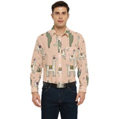 Llamas Pattern Men s Long Sleeve Pocket Shirt 