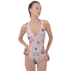 Llamas Pattern Side Cut Out Swimsuit