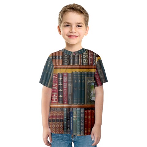 Books Library Bookshelf Bookshop Kids  Sport Mesh Tee by Zezheshop