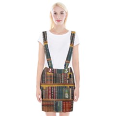 Books Library Bookshelf Bookshop Braces Suspender Skirt by Zezheshop