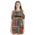 Books Library Bookshelf Bookshop Shoulder Cutout Velvet One Piece View1