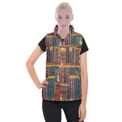 Books Library Bookshelf Bookshop Women s Button Up Vest