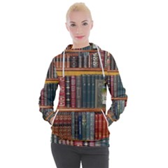 Books Library Bookshelf Bookshop Women s Hooded Pullover