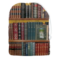 Books Library Bookshelf Bookshop Drawstring Pouch (3xl) by Zezheshop