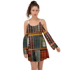 Books Library Bookshelf Bookshop Kimono Sleeves Boho Dress by Zezheshop