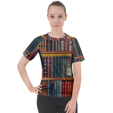 Books Library Bookshelf Bookshop Women s Sport Raglan Tee by Zezheshop