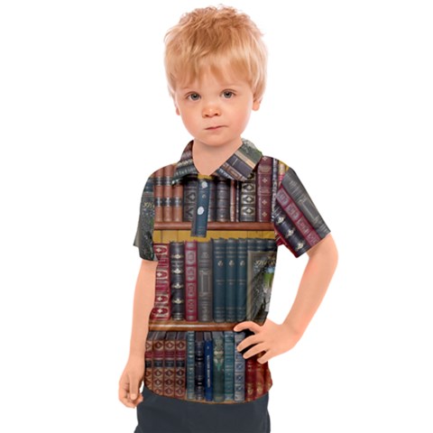 Books Library Bookshelf Bookshop Kids  Polo Tee by Zezheshop