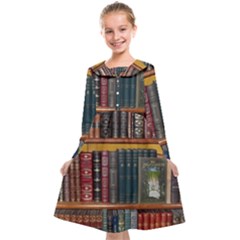 Books Library Bookshelf Bookshop Kids  Midi Sailor Dress by Zezheshop