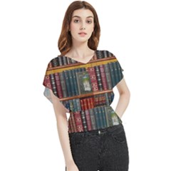 Books Library Bookshelf Bookshop Butterfly Chiffon Blouse