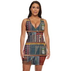 Books Library Bookshelf Bookshop Draped Bodycon Dress